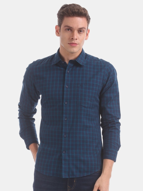 

AD By Arvind Men Blue Slim Fit Checked Full Sleeve Casual Shirt