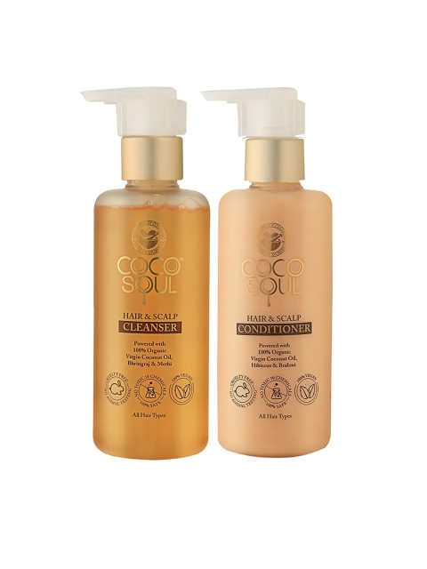 

Coco Soul Set Of 2 Shampoo & Conditioner with Goodness of Coconut & Ayurveda 400ml, Brown