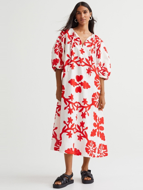 

H&M Women Red Linen-Blend Dress