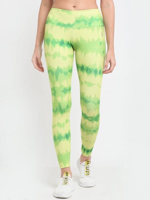

FITLETHICS Women Green Printed Tights
