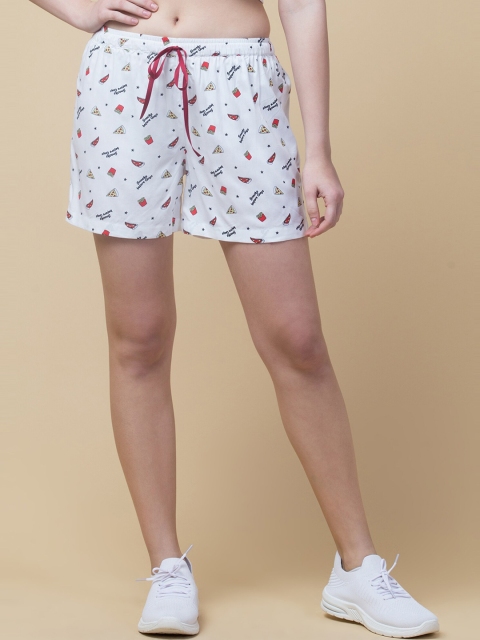 

Hive91 Women White Floral Printed Shorts