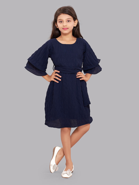 

Pink Chick Navy Blue & french middle red purple Georgette Dress