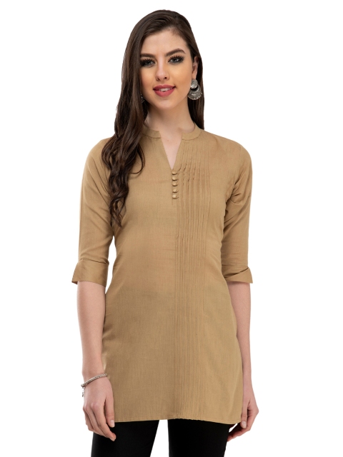 

DesiNoor com Beige V-Neck Kurti