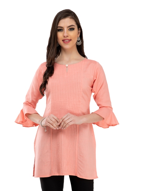 

DesiNoor com Peach-Coloured Flared Sleeves Kurti