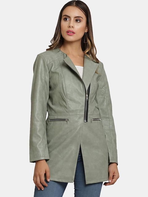 

TBOJ Women Grey Lightweight Longline Outdoor Biker Jacket
