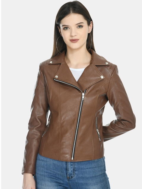 

TBOJ Women Tan Lightweight Outdoor Leather Jacket