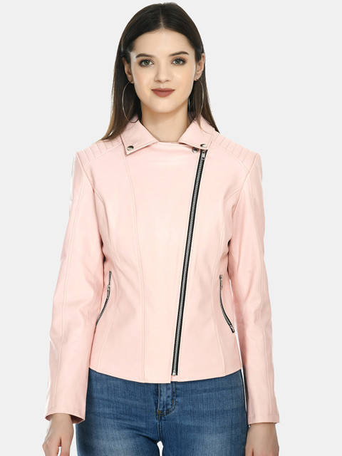 

TBOJ Women Pink Lightweight Biker Jacket
