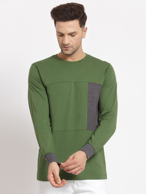 

Kalt Men Green Colourblocked T-shirt