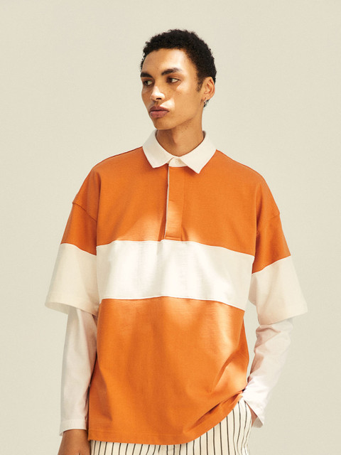 

H&M Men Orange Oversized Fit Short-sleeved rugby shirt