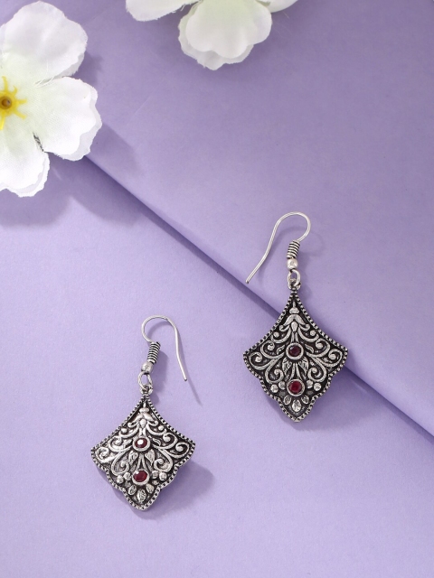 

kashwini Silver-Toned Contemporary Drop Earrings