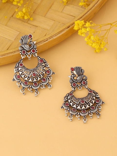 

kashwini Silver-Toned Contemporary Drop Earrings