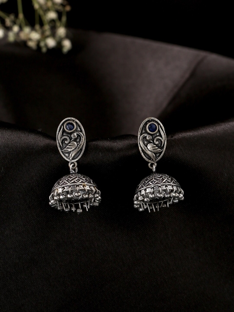 

kashwini Silver-Toned Contemporary Jhumkas Earrings