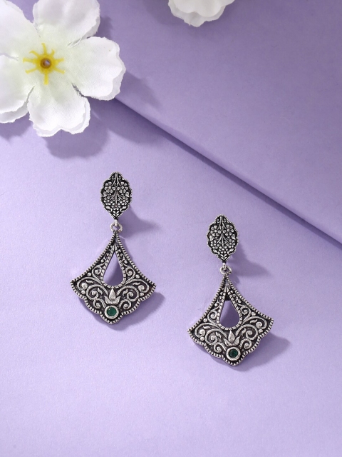 

kashwini Silver-Toned Contemporary Drop Earrings
