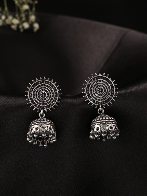 

kashwini Silver-Toned Contemporary Jhumkas Earrings