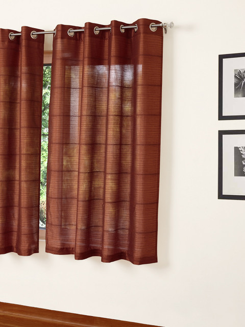 

ROSARA HOME Maroon Single Self-Striped Regular Window Curtain