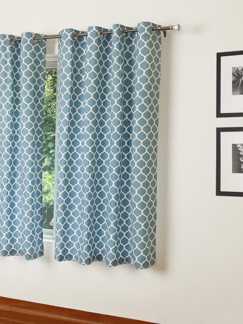 

ROSARA HOME Blue Single Printed Room Darkening Window Curtain