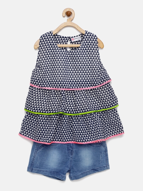 

Peppermint Girls Blue Printed Co-Ord Set