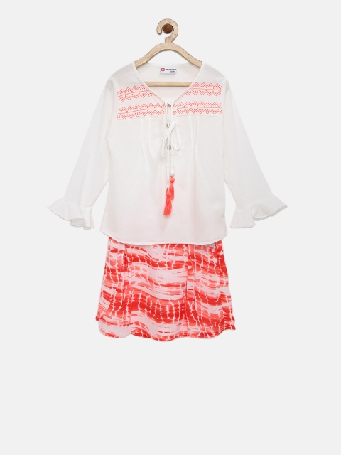 

Peppermint Girls White & Orange Clothing Set