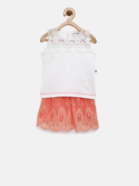 

Peppermint Girls White & Orange Clothing Set