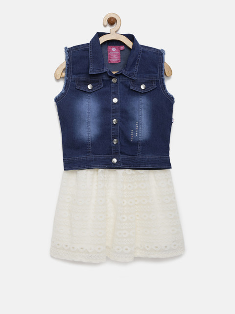 

Peppermint Girls Blue & Off-White Clothing Set