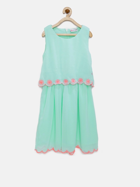 

Peppermint Girls Green Embroidered Fit and Flare Dress
