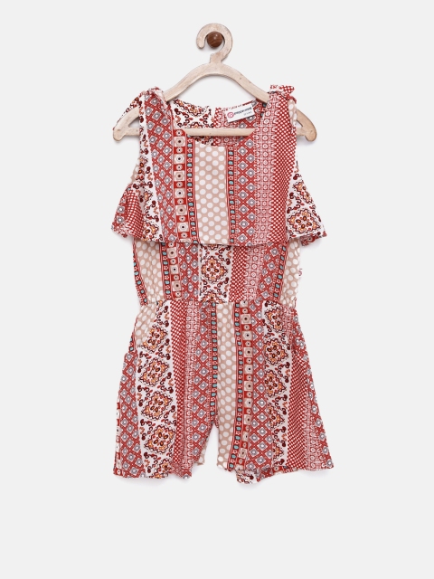 

Peppermint Girls Red Printed Playsuit