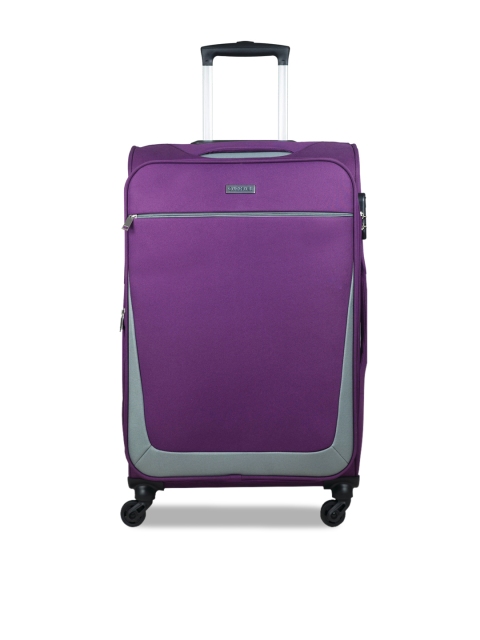 

CARRIALL Purple & Grey Solid Soft Sided Trolley Bag