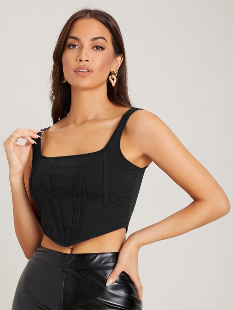 

AAHWAN Black Crop Top