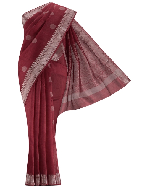 

Nalli Next Maroon & Silver-Toned Woven Design Zari Silk Blend Saree
