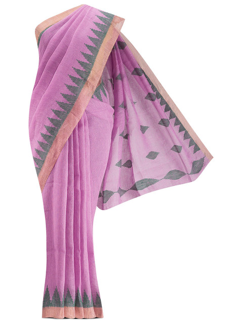 

Nalli Next Lavender & Grey Linen Blend Saree