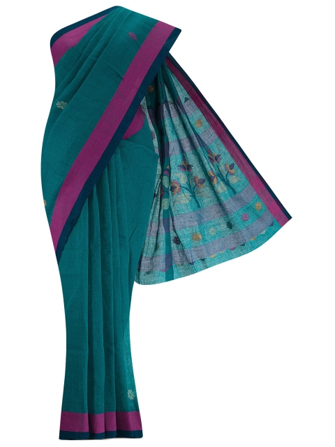 

Nalli Next Green & Pink Woven Design Zari Linen Blend Saree