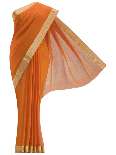 

Nalli Next Orange & Gold-Toned Zari Saree