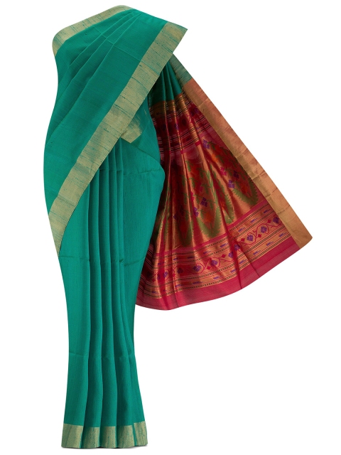 

Nalli Silk Sarees Green & Red Woven Design Zari Silk Blend Saree