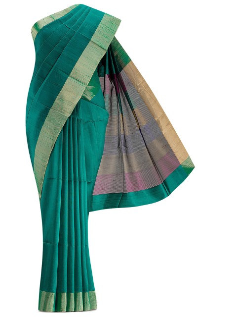 

Nalli Next Green & Gold-Toned Zari Silk Blend Saree