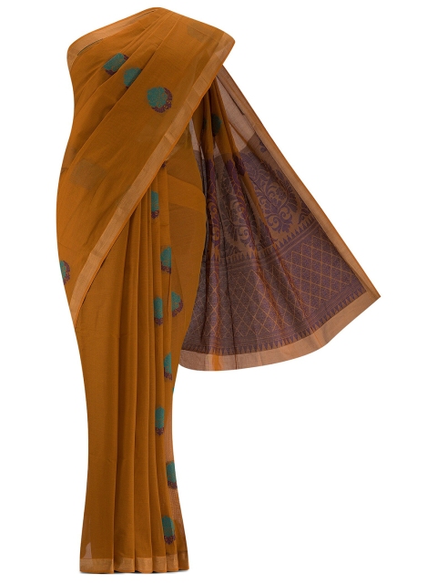 

Nalli Next Brown & Blue Woven Design Zari Pure Cotton Saree