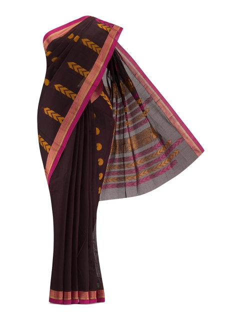 

Nalli Next Brown & Pink Woven Design Zari Pure Cotton Saree