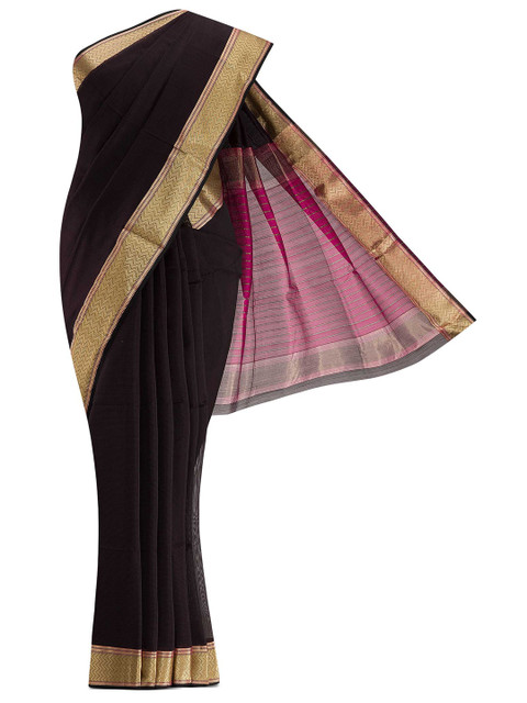 

Nalli Next Black & Gold-Toned Silk Cotton Saree