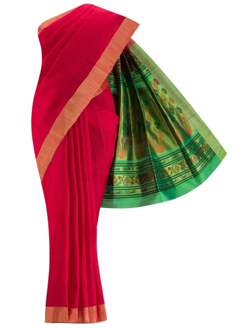 

Nalli Silk Sarees Red & Gold-Toned Zari Silk Blend Saree