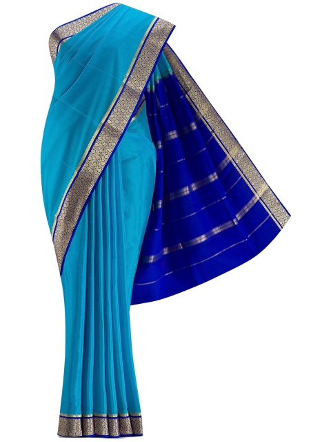 

Nalli Silk Sarees Blue & Pink Zari Silk Blend Saree
