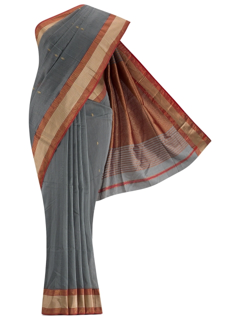 

Nalli Next Grey & Gold-Toned Woven Design Zari Silk Cotton Saree