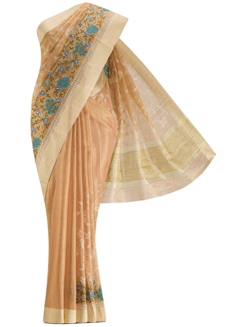 

Nalli Next Orange & Blue Floral Pure Cotton Saree