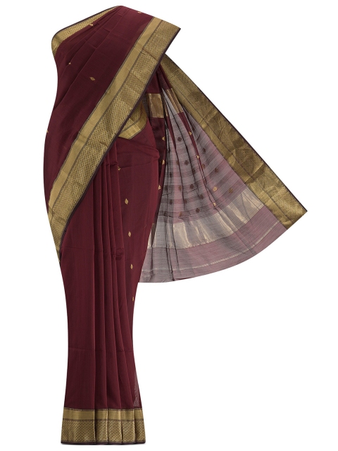 

Nalli Next Brown & Gold-Toned Ethnic Motifs Zari Maheshwari Silk Cotton Saree