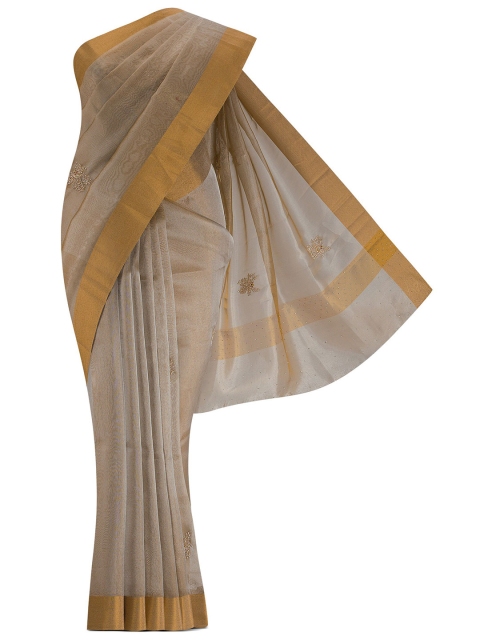 

Nalli Next Beige Abstract Printed Organza Saree, Grey