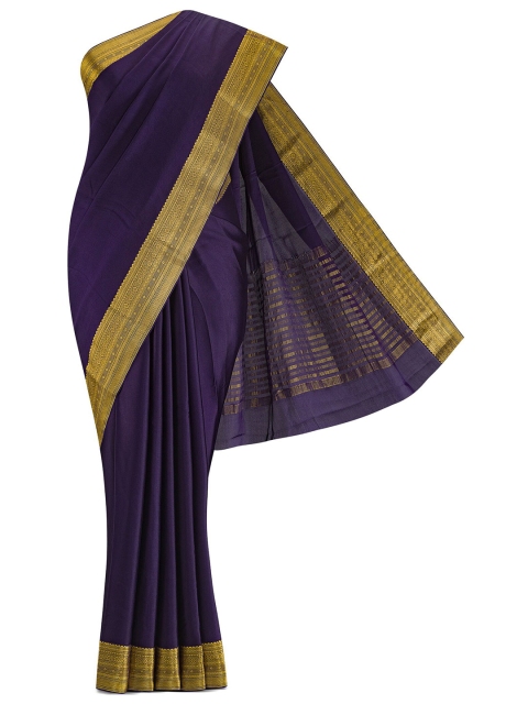 

Nalli Silk Sarees Navy Blue & Gold-Toned Zari Pure Cotton Saree