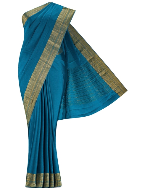 

Nalli Silk Sarees Blue & Gold-Toned Zari Pure Cotton Saree