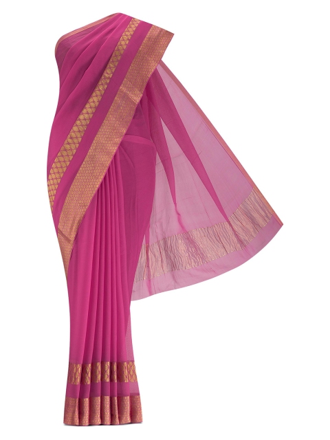 

Nalli Next Pink & Gold-Toned Zari Chiffon Saree