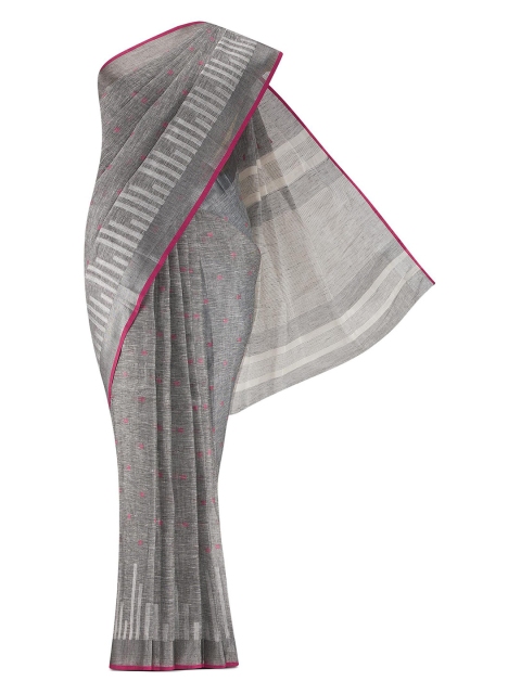 

Nalli Next Grey & White Zari Linen Cotton Saree