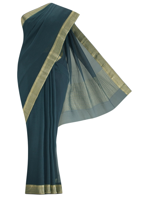 

Nalli Next Yellow & Green Zari Pure Cotton Saree, Blue