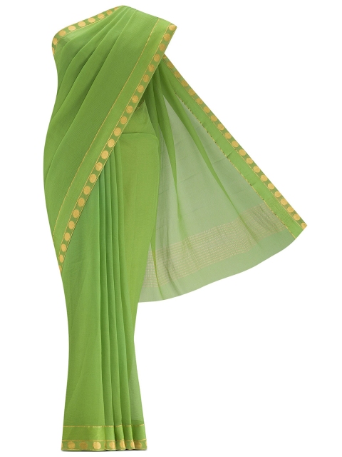 

Nalli Next Green & Gold-Toned Zari Poly Chiffon Saree