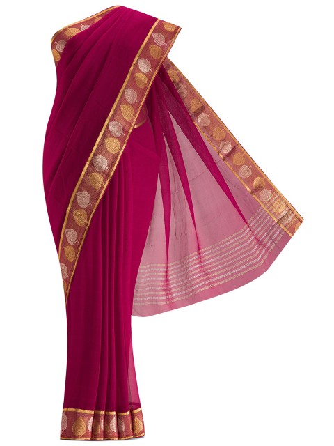 

Nalli Next Blue & Gold-Toned Checked Zari Silk Blend Saree, Pink